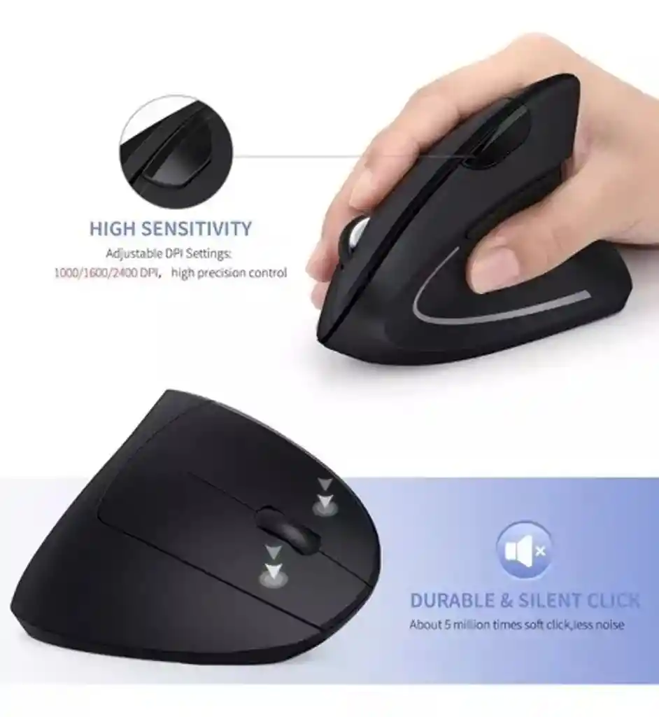 Mouse Raton Vertical Inalambrico D5