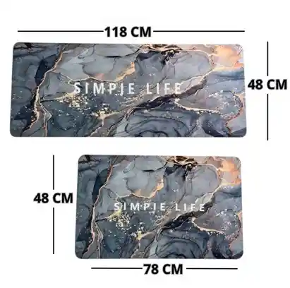 Dúo Tapete Absorbente Y Antideslizante Alfombra Cocina Kit 2