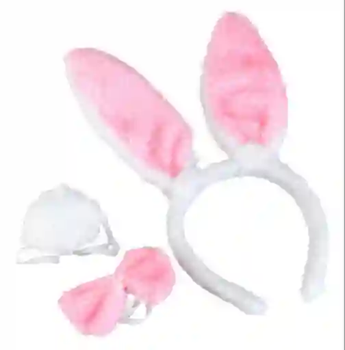 Disfraz Set Diadema Orejas Corbatin Cola Coneja Halloween