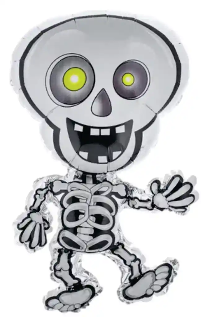 Halloween Globo Metalizado Esqueleto Blanco
