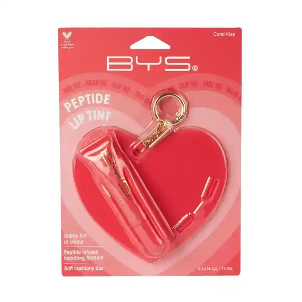 Tinta De Labios Bys Peptide Lip Tint With Heart Bag Charm Coral Kiss