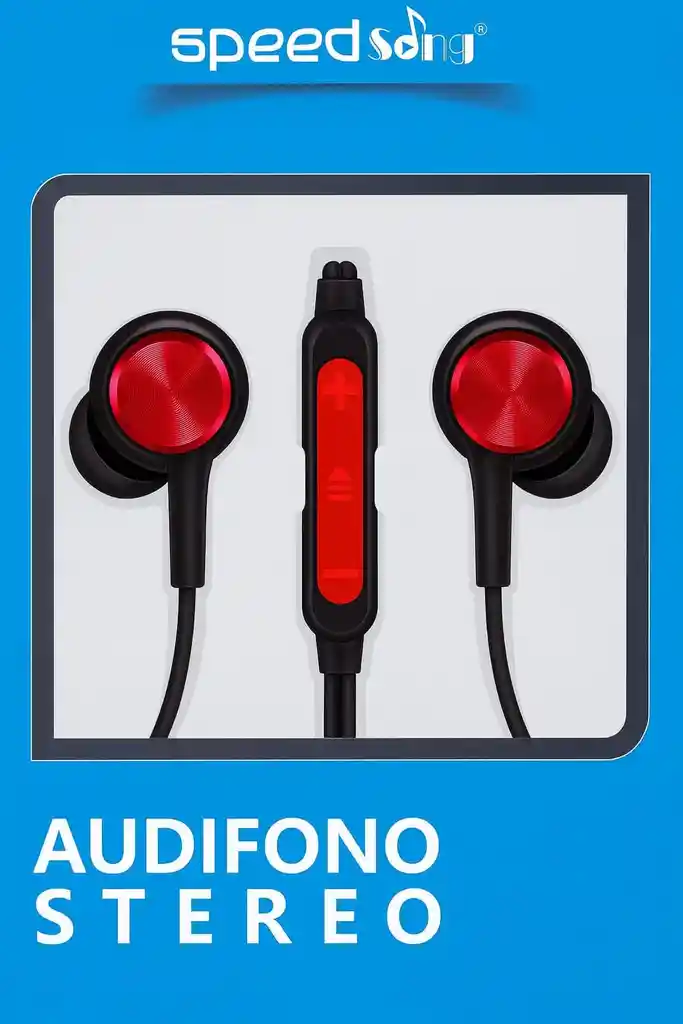 Audífono Stereo Speed Song Sg-165 Con Control De Volumen Negro / Rojo