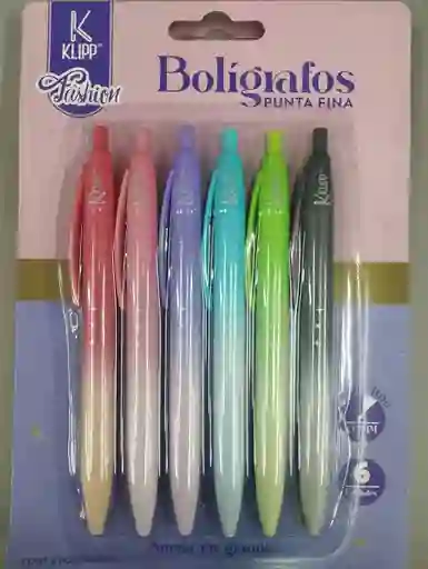 Esfero Retractil De 0.7mm Colores Surtidos X6 Und Klipp Fashion