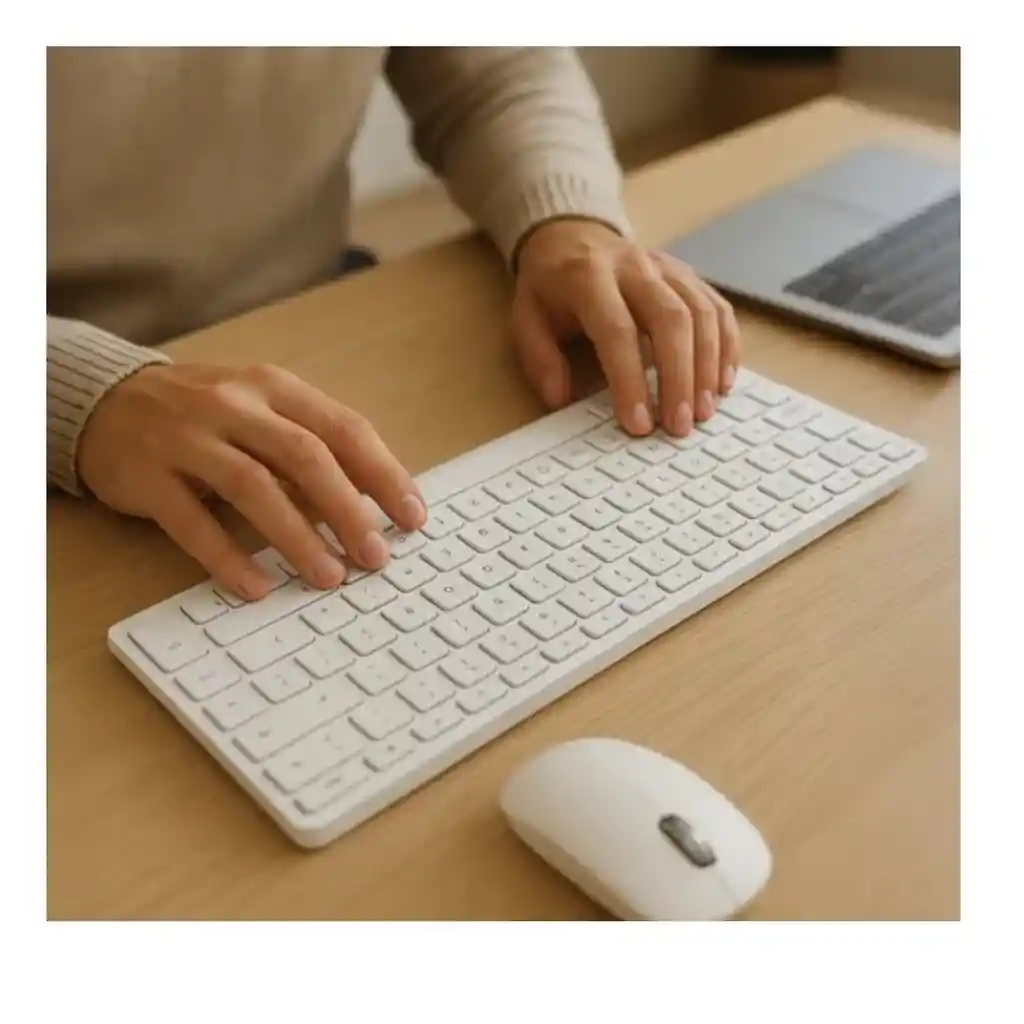 Combo Teclado Jaltech Blanco Mouse Y Teclado Inalambrico