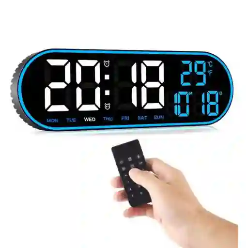 Reloj Inteligente Digital De Pared Grande Luz Led Control Remoto