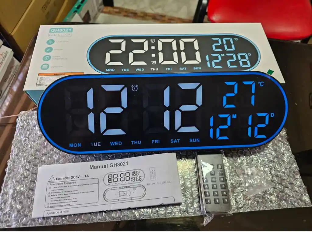 Reloj Inteligente Digital De Pared Grande Luz Led Control Remoto