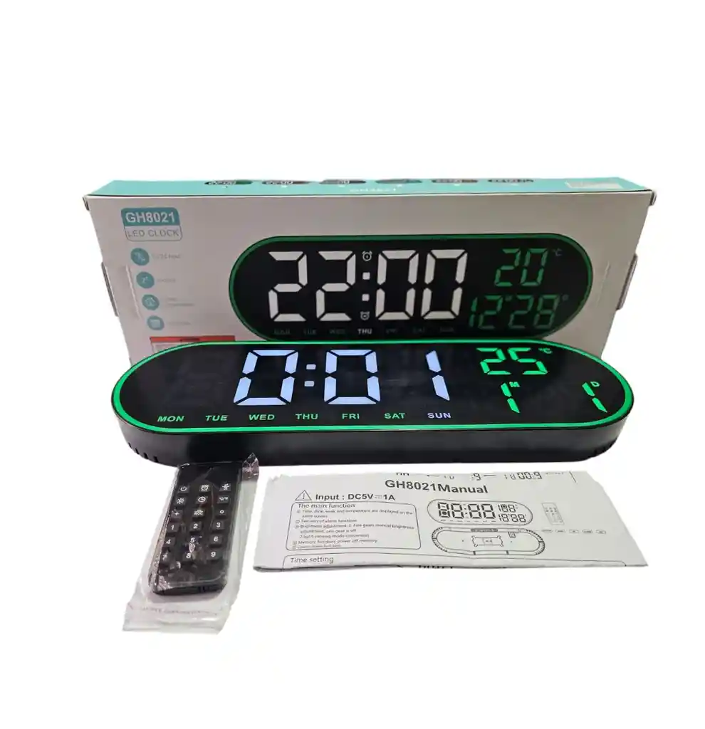 Reloj Inteligente Digital De Pared Grande Luz Led Control Remoto