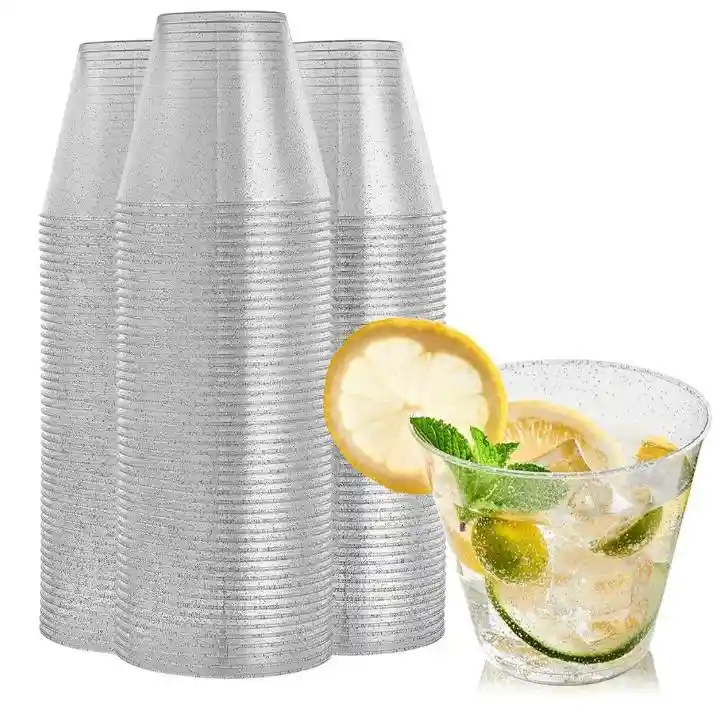 Vasos Plateados 9 Onzas Escarchado X 10 Unds