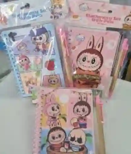 Set De Papelería Labubu Kawaii Cuaderno Bolígrafo