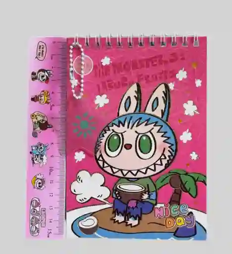 Set De Papelería Labubu “nice Day” (cuaderno + Regla + Llavero