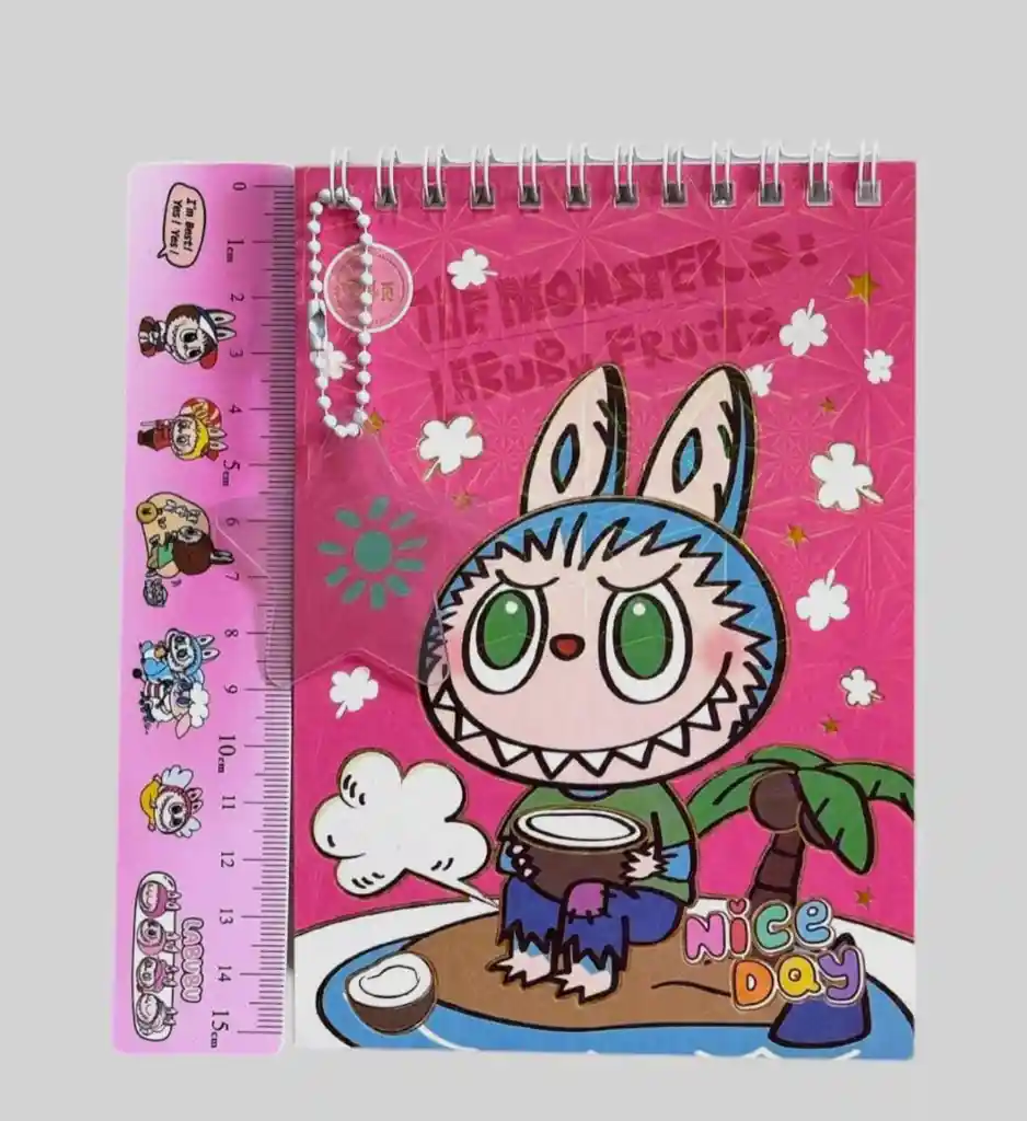 Set De Papelería Labubu “nice Day” (cuaderno + Regla + Llavero