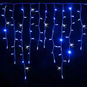 Cascada De 6 Metros De Largo X 45 Cm De Caida Cable Blanco Luz Azul 200 Bombillos Con Terminal Para Conectar Otra Extension