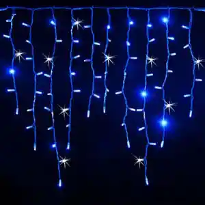 Cascada De 6 Metros De Largo X 45 Cm De Caida Cable Blanco Luz Azul 200 Bombillos Con Terminal Para Conectar Otra Extension
