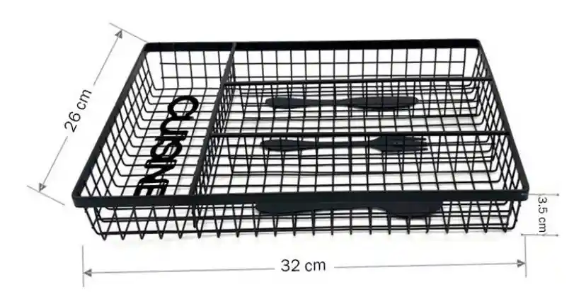Cubiertero Organizador Cubiertos Cocina Metálico Negro 32x26cm