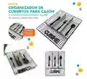 Cubiertero Organizador Cubiertos Cocina Metálico Negro 32x26cm