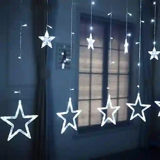 Cascada De Estrellas Luz Blanca 6 Metros De Largo X 60 Cm De Caida Luz Navidad