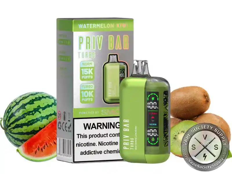 Vape Priv Bar 15mil Puffs Sandia Kiwi Vaper Vapeador Cigarrillo Electronico