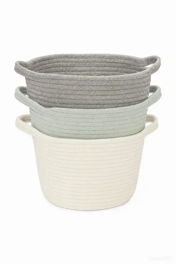 Canasto Cesta Organizador Decorativo De Cuerda