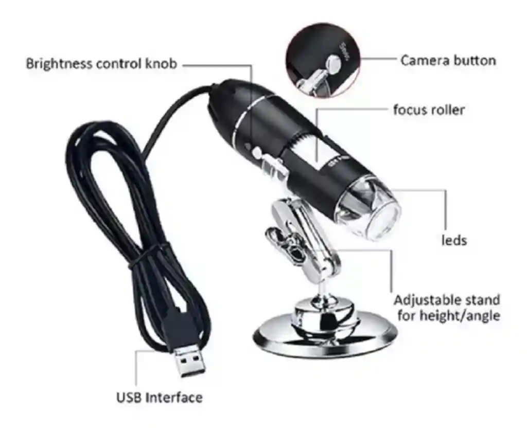 Microscopio Usb Digital 1600x 8 Led Electronico Capilografo