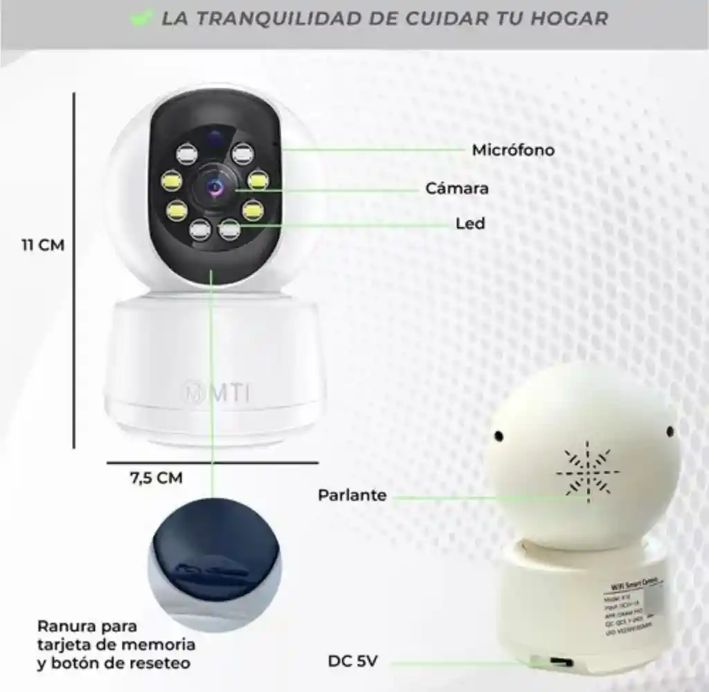 Cámara De Seguridad Inalambrica Wifi Gira 360°
