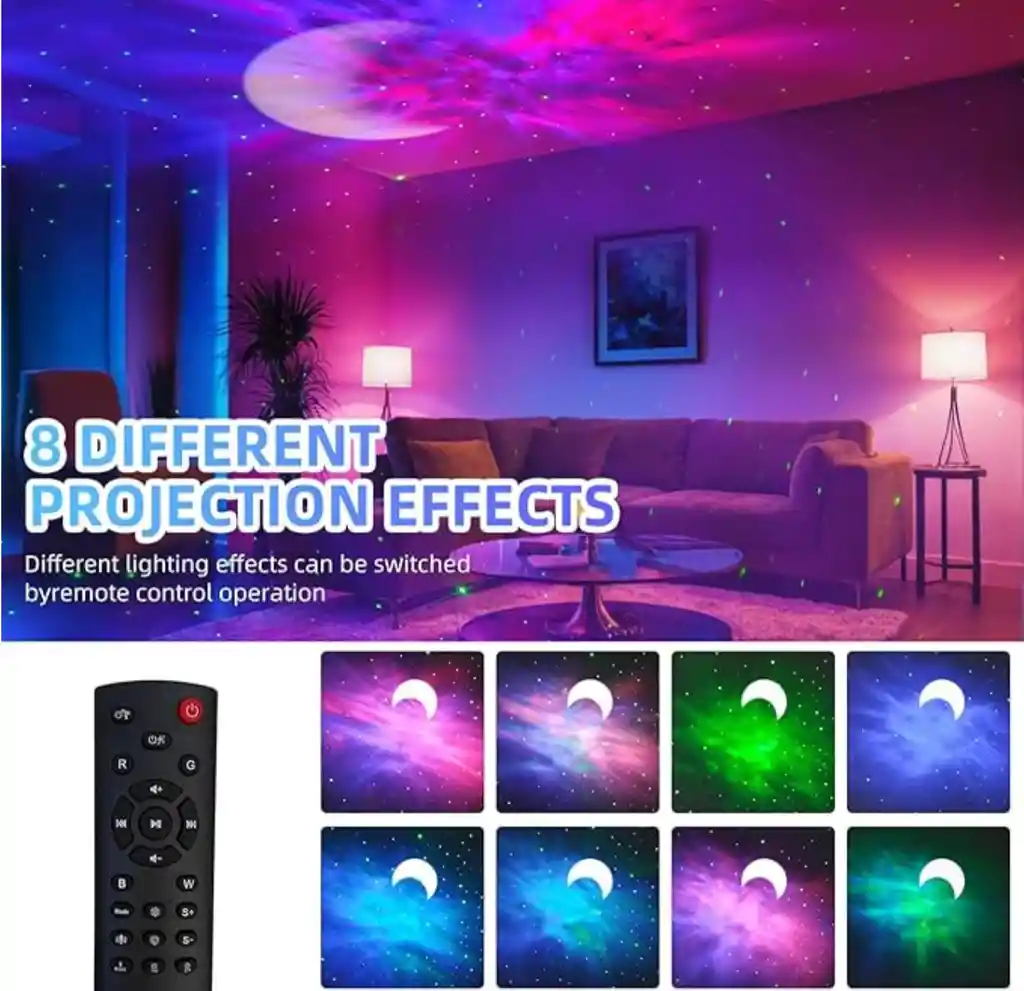 Lampara Proyectora Astronauta Bluethooth Nebulosa Glaxia Sonidos Relajantes Temporizador