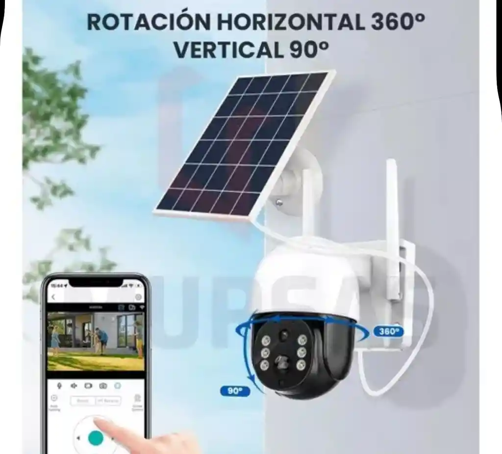 Cámara Panel Solar Ptz Full Hd Exterior Alarma Gira 360°