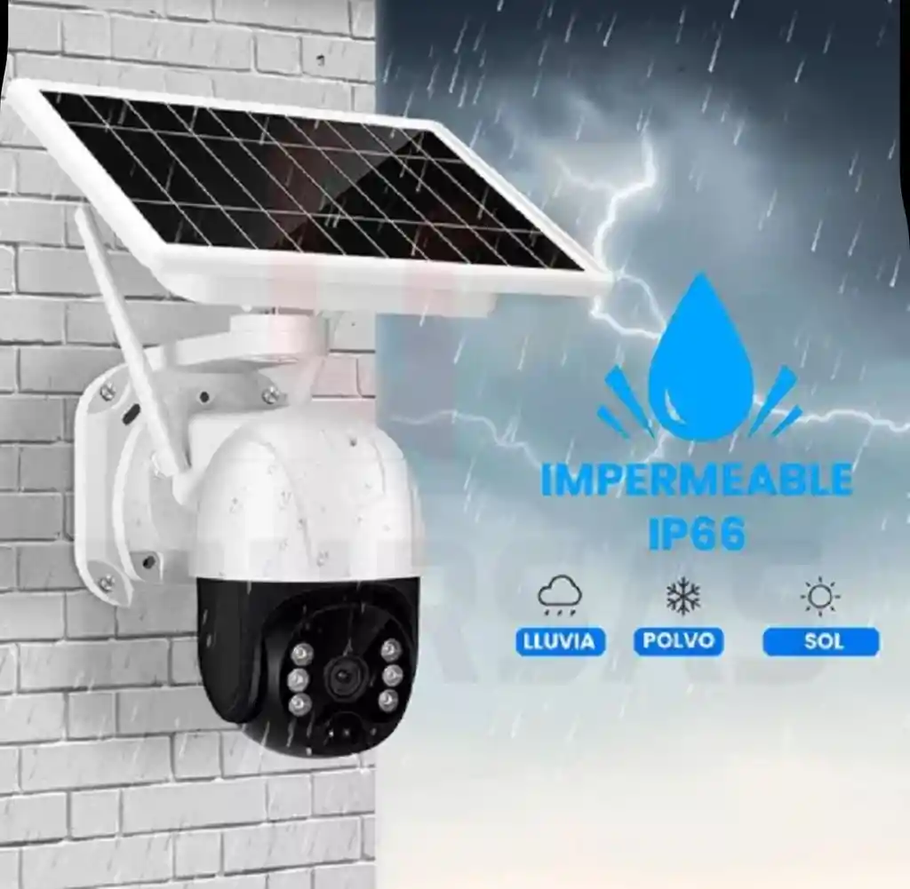 Cámara Panel Solar Ptz Full Hd Exterior Alarma Gira 360°