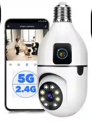 Cámara De Seguridad Bombillo Robot Doble Cámara Wifi