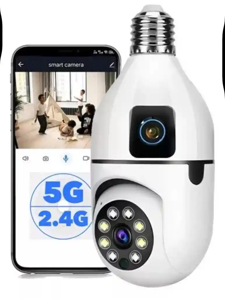 Cámara De Seguridad Bombillo Robot Doble Cámara Wifi