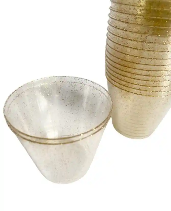 Vasos 5 Onzas Dorados Cristal X 15 Unds