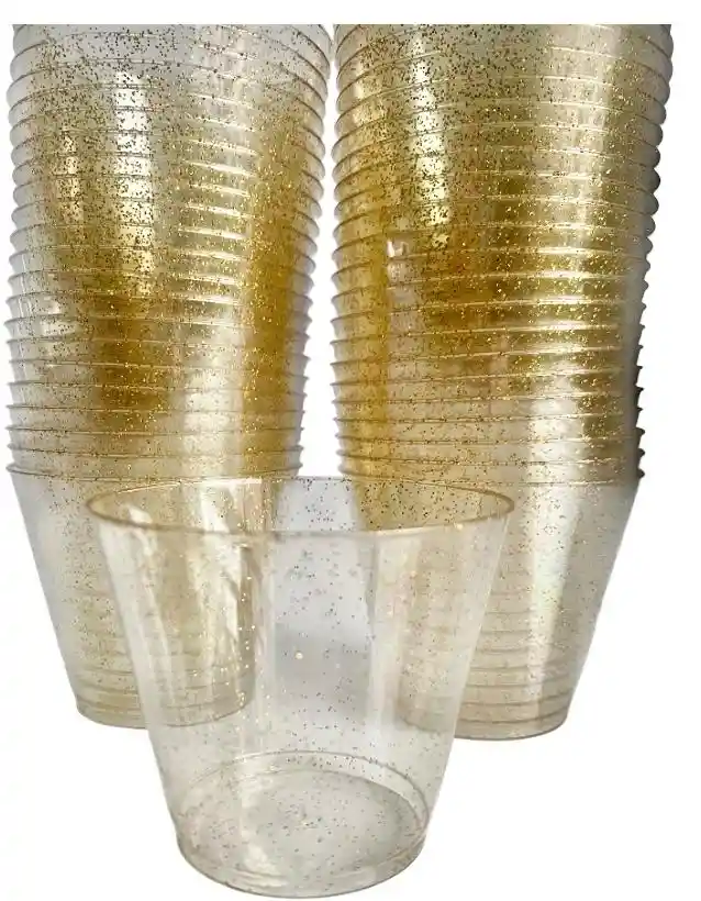 Vasos 5 Onzas Dorados Cristal X 15 Unds