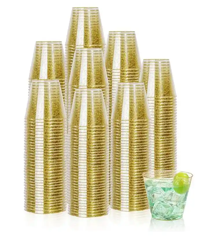 Vasos 5 Onzas Dorados Cristal X 15 Unds