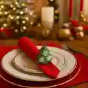 Accesorio Navideño 3 En 1: Pulsera, Servilletero Y Cortinero Diseño Árbol Verde Brillante
