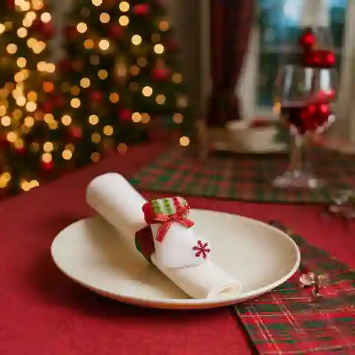 Accesorio Navideño 3 En 1: Pulsera, Servilletero Y Cortinero Diseño Bota Blanca