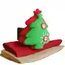 Accesorio Navideño 3 En 1: Pulsera, Servilletero Y Cortinero Diseño Árbol Verde
