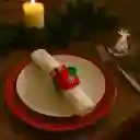 Accesorio Navideño 3 En 1: Pulsera, Servilletero Y Cortinero Diseño Bota Roja