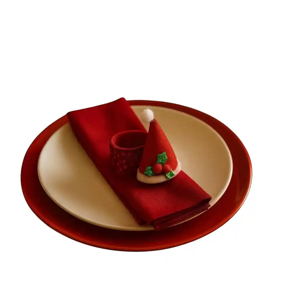 Accesorio Navideño 3 En 1: Pulsera, Servilletero Y Cortinero Diseño Gorro De Navidad