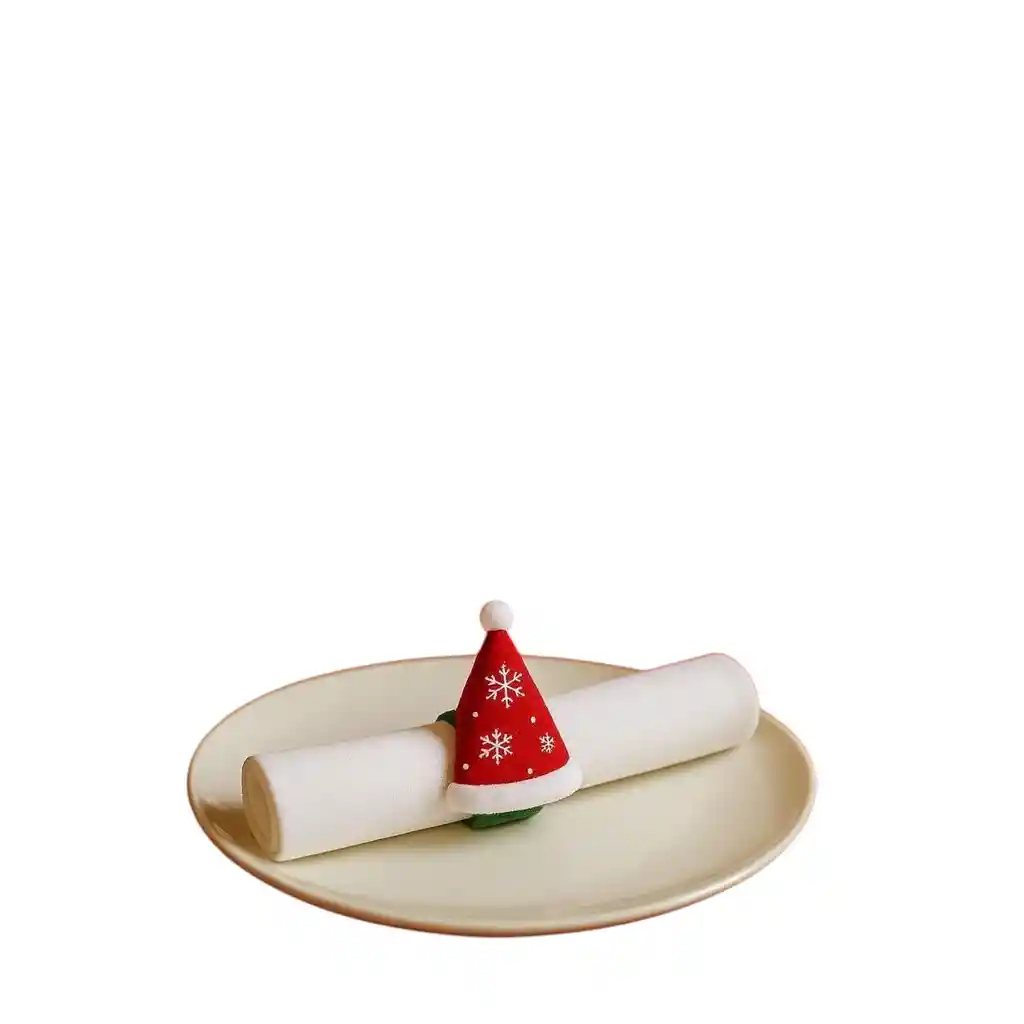 Accesorio Navideño 3 En 1: Pulsera, Servilletero Y Cortinero Diseño Gorro Navideño
