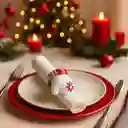 Accesorio Navideño 3 En 1: Pulsera, Servilletero Y Cortinero Diseño Guante Blanco