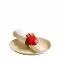 Accesorio Navideño 3 En 1: Pulsera, Servilletero Y Cortinero Diseño Guante Rojo Blanco