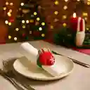 Accesorio Navideño 3 En 1: Pulsera, Servilletero Y Cortinero Diseño Guante Rojo Blanco