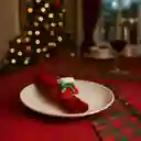 Accesorio Navideño 3 En 1: Pulsera, Servilletero Y Cortinero Diseño Guante Rojo