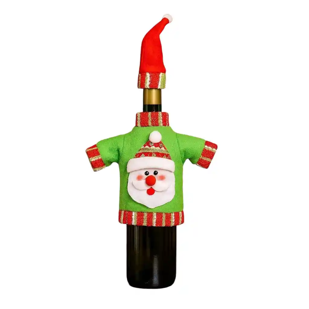 Cubre Botellas De Vino Diseño Navideño Camisa Papá Noel
