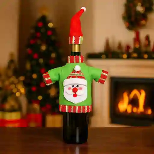 Cubre Botellas De Vino Diseño Navideño Camisa Papá Noel