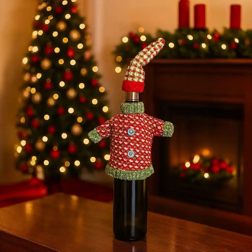 Cubre Botellas De Vino Diseño Camiseta Navideña