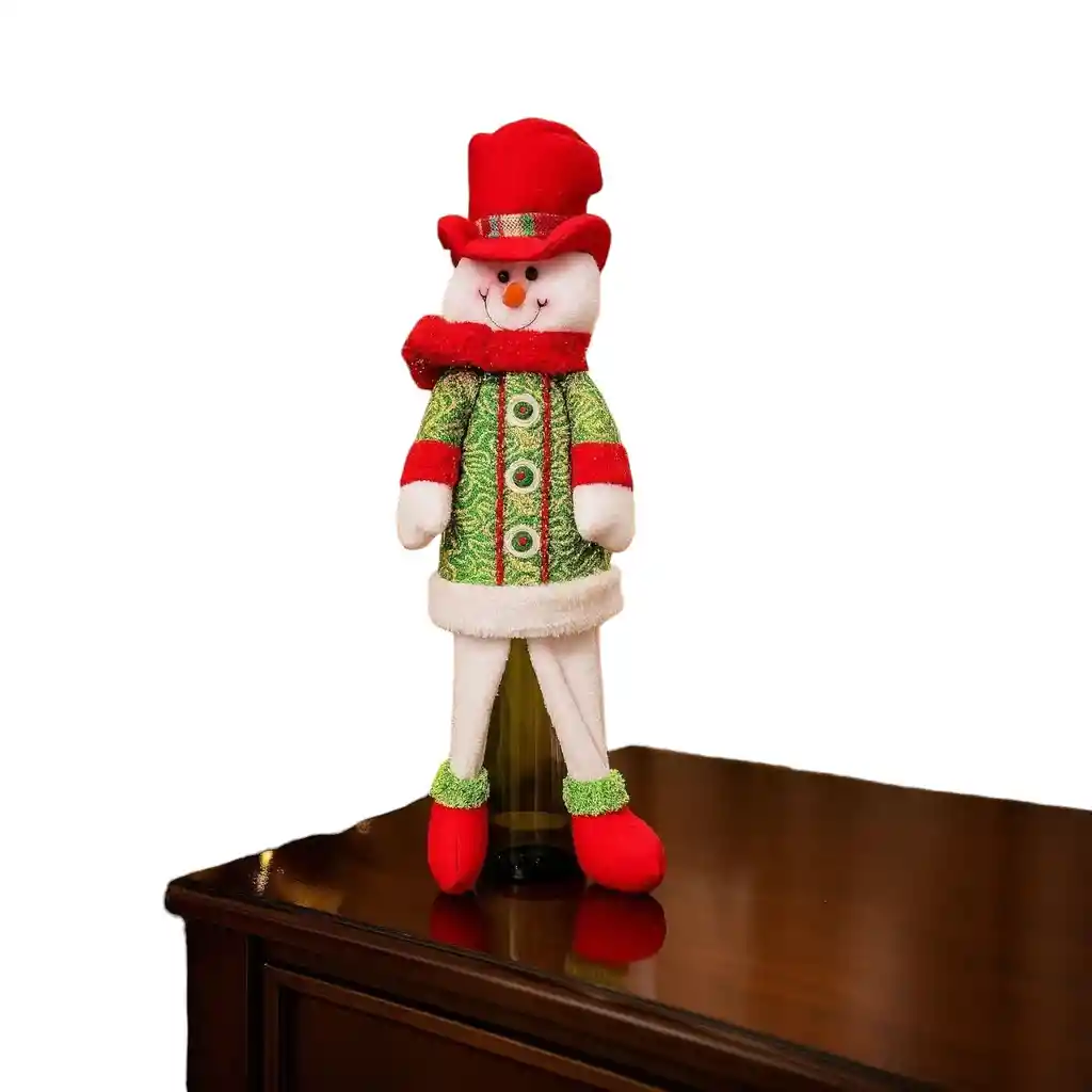 Cubre Botellas De Vino Diseño Navideño Hombre De Nieve Figuras