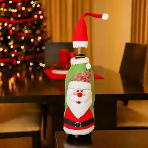 Cubre Botellas De Vino Diseño Navideño Papá Noel Figuras