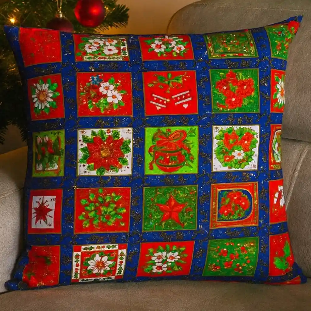 Cojín Grande Con Diseño Navideño Adornos