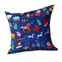 Cojín Grande Con Diseño Navideño Adornos Azul