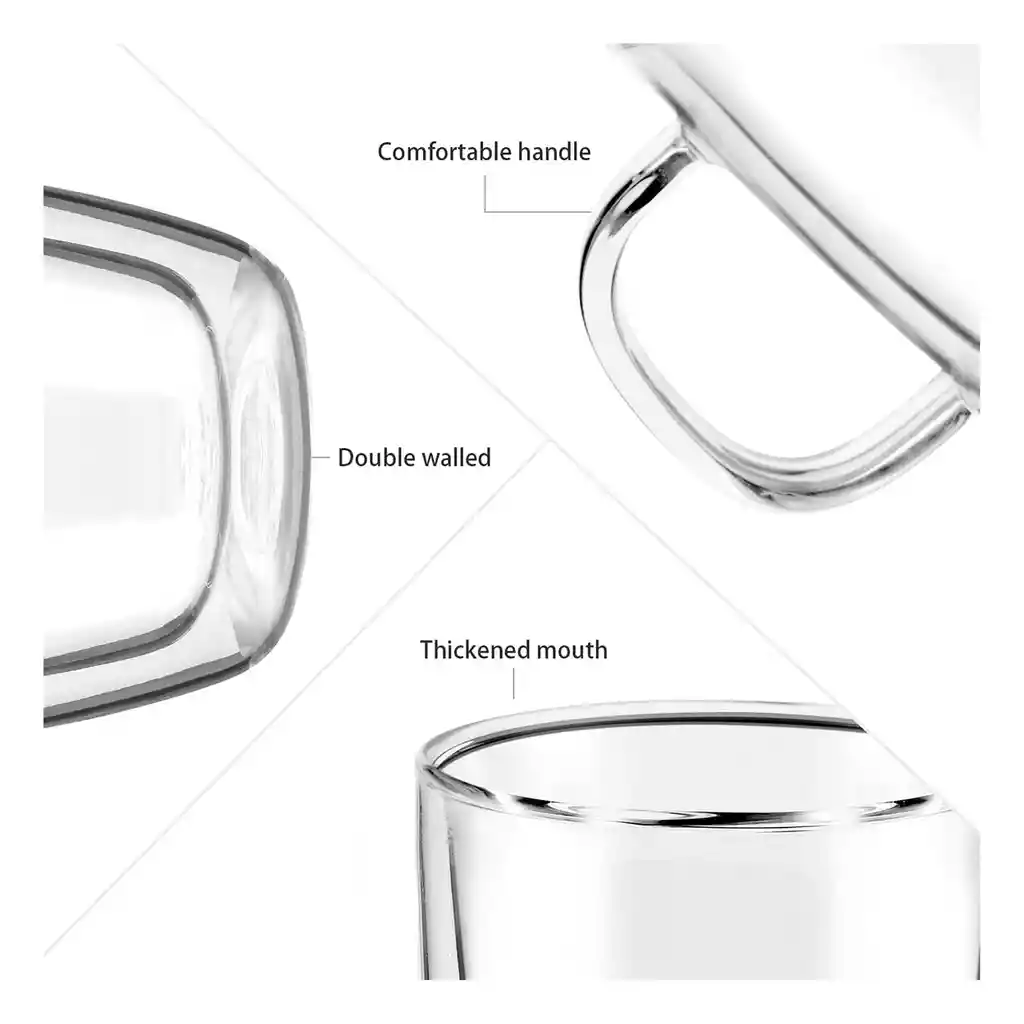 Vaso De Vidrio Doble Pared Resistente Vidrio Borosilicato Color Transparente
